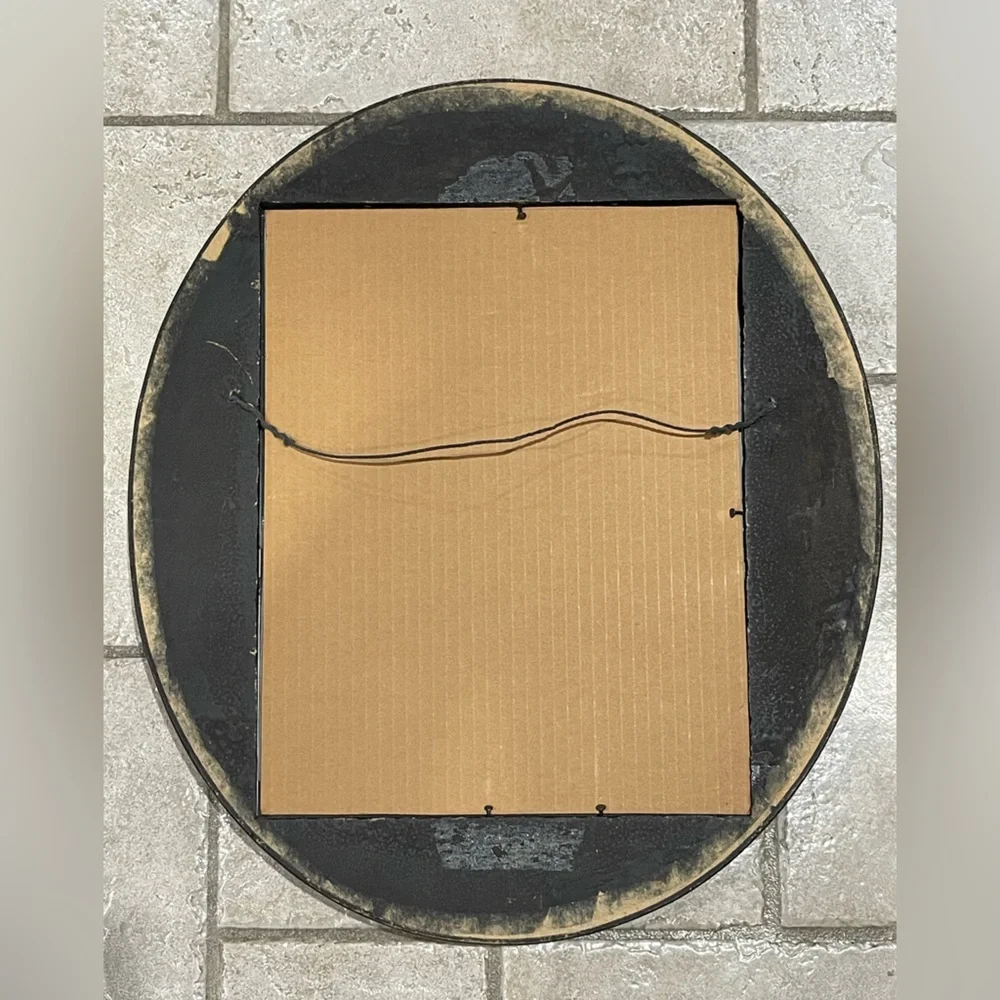 Ornate Victorian Oval Wall Mirror or Picture Frame in Dark Brown